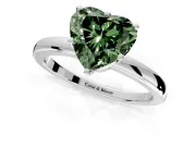 Solitaire Engagement Ring Setting for Fancy Green Heart-Shaped Center with Plain Band and Tulip Prong Head in Sterling Silver