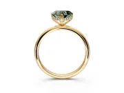 Hidden Halo Engagement Ring Setting for Fancy Green Heart-Shaped Center with Thin Round-Wire Band and Prong Head in Yellow Gold