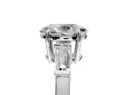3 Stone Engagement Ring Setting for Oval Center with Baguette Accents and Prong Head in Sterling Silver
