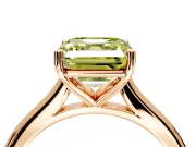 Solitaire Engagement Ring Setting for Fancy Yellow Asscher Cut Center with Narrow Cathedral Band and Prong Head in Rose Gold