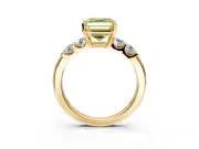 5 Stone Engagement Ring Setting for Fancy Yellow Asscher Cut Center with Plain Band and Prong Head in Yellow Gold