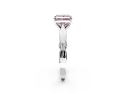 Solitaire Engagement Ring Setting for Fancy Pink Princess Cut Center with Carved Leaf Shoulders and Prong Head in Platinum