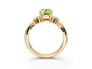 Solitaire Engagement Ring Setting for Fancy Yellow Oval Center with Grooved Bar Accent Band and Prong Head in Yellow Gold