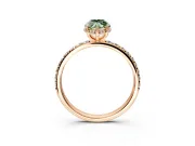 Hidden Halo Engagement Ring Setting for Fancy Green Marquise Center with Pave Band and Prong Head in Rose Gold