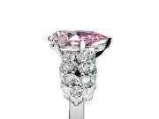 Cluster Engagement Ring Setting for Fancy Pink Pear-Shaped Center with 2-Row Shoulder Clusters and Prong Head in White Gold