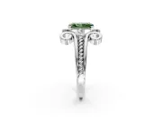 Solitaire Engagement Ring Setting for Fancy Green Radiant Cut Center with Twisted Band and Scroll Prong Head in Sterling Silver