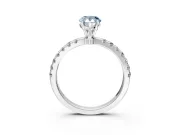 Open Basket Engagement Ring Setting for Fancy Blue Pear-Shaped Center with Pave Band and Prong Head in Sterling Silver