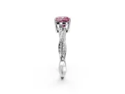Solitaire Engagement Ring Setting for Fancy Pink Cushion Cut Center with Twisted Pave Band and Prong Head in Platinum