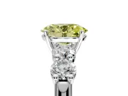 5 Stone Engagement Ring Setting for Fancy Yellow Oval Center with Graduated Accents and Prong Head in Platinum