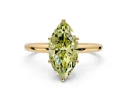 Hidden Halo Engagement Ring Setting for Fancy Yellow Marquise Center with Thin Round-Wire Band and Prong Head in Yellow Gold