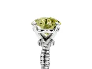 Solitaire Engagement Ring Setting for Fancy Yellow Round Cut Center with Twist Band and Bead Prong Head in Platinum
