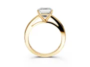 Solitaire Engagement Ring Setting for Asscher Cut Center with Flat-Sided Plain Band and Prong Head in Yellow Gold