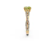 Solitaire Engagement Ring Setting for Fancy Yellow Cushion Cut Center with Twisted Pave Split Shank and Prong Head in Yellow Gold