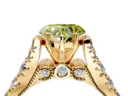 Solitaire Engagement Ring Setting for Fancy Yellow Heart-Shaped Center with Pave Cathedral Shoulders and Prong Head in Yellow Gold