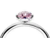 Low-Set Solitaire Engagement Ring Setting for Fancy Pink Pear-Shaped Center with Thin Plain Band and Prong Head in White Gold