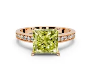 Solitaire Engagement Ring Setting for Fancy Yellow Princess Cut Center with Channel-Set Accent Band and Prong Head in Rose Gold