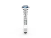 Solitaire Engagement Ring Setting for Fancy Blue Princess Cut Center with Channel Band and Double Claw Prong Head in Platinum
