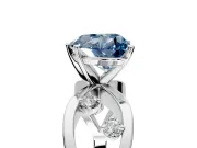 Solitaire Engagement Ring Setting for Fancy Blue Heart-Shaped Center with Criss-Cross Accent Band and Prong Head in White Gold
