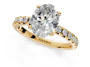 Solitaire Engagement Ring Setting for Oval Center with Large Accents and Prong Head in Yellow Gold