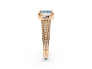 Solitaire Engagement Ring Setting for Fancy Blue Radiant Cut Center with Accented Split Shank and Prong Head in Rose Gold