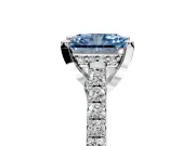Solitaire Engagement Ring Setting for Fancy Blue Radiant Cut Center with Widening Pave Band and Claw Prong Head in White Gold