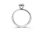 Solitaire Engagement Ring Setting for Emerald Cut Center with Shared-Prong Accents and Prong Head in Platinum