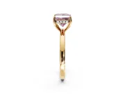 Solitaire Engagement Ring Setting for Fancy Pink Princess Cut Center with Fine Wire Band and Prong Head in Yellow Gold