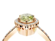 Halo Engagement Ring Setting for Fancy Yellow Marquise Center with Inner Milgrain Border and Prong Head in Rose Gold