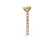 Solitaire Engagement Ring Setting for Fancy Yellow Heart-Shaped Center with Fine Pave Band and Claw Prong Head in Rose Gold