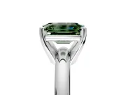 Solitaire Engagement Ring Setting for Fancy Green Emerald Cut Center with Wire Band and Prong Head in White Gold
