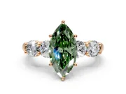 5 Stone Engagement Ring Setting for Fancy Green Marquise Center with Graduated Accents and Prong Head in Rose Gold