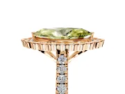 Milgrain Floral Halo Engagement Ring Setting for Fancy Yellow Marquise Center with Pave Band and Prong Head in Rose Gold
