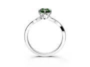 Solitaire Engagement Ring Setting for Fancy Green Emerald Cut Center with Plain Split Shank and Prong Head in Sterling Silver