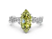 Solitaire Engagement Ring Setting for Fancy Yellow Marquise Center with Bar-Station Pave Twist and Prong Head in Sterling Silver