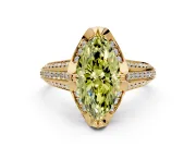 Solitaire Engagement Ring Setting for Fancy Yellow Marquise Center with Accented Split Shank and Prong Head in Yellow Gold