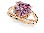 Halo Engagement Ring Setting for Fancy Pink Heart-Shaped Center with Rope Twist Split Shank and Prong Head in Rose Gold