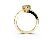 Solitaire Engagement Ring Setting for Fancy Yellow Heart-Shaped Center with Single Row Accent Band and Prong Head in Yellow Gold
