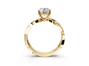 Solitaire Engagement Ring Setting for Oval Center with Pave and Plain Crossover Band and Prong Head in Yellow Gold