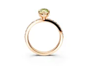 Solitaire Engagement Ring Setting for Fancy Yellow Marquise Center with Round Cut Pave Band and Prong Head in Rose Gold
