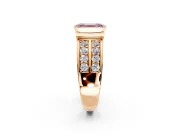 Bezel Engagement Ring Setting for Fancy Pink Emerald Cut Center with Wide Channel-Set Band and Bezel Head in Rose Gold