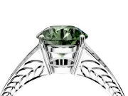 Split Shank Engagement Ring Setting for Fancy Green Round Cut Center with Pave Split Shank and Prong Head in White Gold