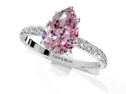 Solitaire Engagement Ring Setting for Fancy Pink Pear-Shaped Center with Pave Accents and Prong Head in Platinum