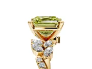 Solitaire Engagement Ring Setting for Fancy Yellow Asscher Cut Center with Marquise Accent Twist Band and Prong Head in Yellow Gold
