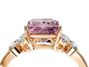 Solitaire Engagement Ring Setting for Fancy Pink Princess Cut Center with Marquise Flower Shoulders and Prong Head in Rose Gold