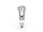 Halo Engagement Ring Setting for Heart-Shaped Center with Wide-Open Pave Split Shank and Prong Head in White Gold