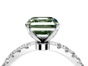 Open Basket Engagement Ring Setting for Fancy Green Asscher Cut Center with Pave Band and Prong Head in Sterling Silver