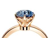 Solitaire Engagement Ring Setting for Fancy Blue Round Cut Center with Plain Band and Tulip Prong Head in Rose Gold