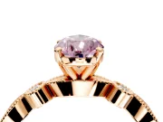 Solitaire Engagement Ring Setting for Fancy Pink Pear-Shaped Center with Milgrain Bezel Accents and Prong Head in Rose Gold