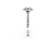 Floral Engagement Ring Setting for Asscher Cut Center with Pave Band and Floral Prong Head in Sterling Silver
