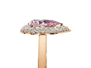 Halo Engagement Ring Setting for Fancy Pink Pear-Shaped Center with Plain Tapered Band and Prong Head in Rose Gold